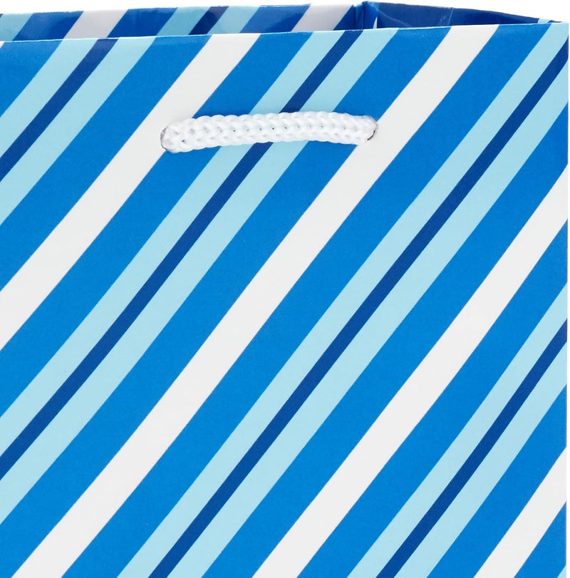 Hallmark Image Arts 5" Small Gift Bags Bulk (10 Blue and White Bags, Snowflakes, Stripes, Snowmen, Polka Dots) for Kids, Coworkers, Gift Cards, Party Favors - Image 4